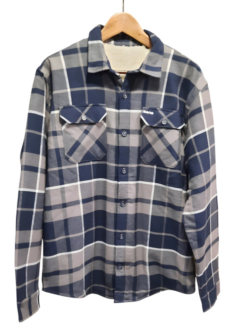 Bana camisas sherpa storm grey / navy checked