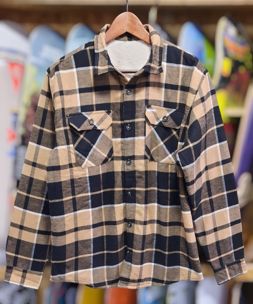 Bana camisa sherpa camel / black checked