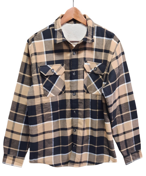 Bana camisa sherpa camel / black checked